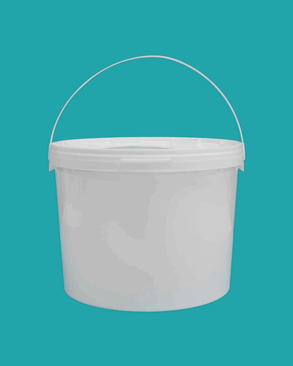 10L White Light Round Bucket with Tamper Evident Lid & Handle