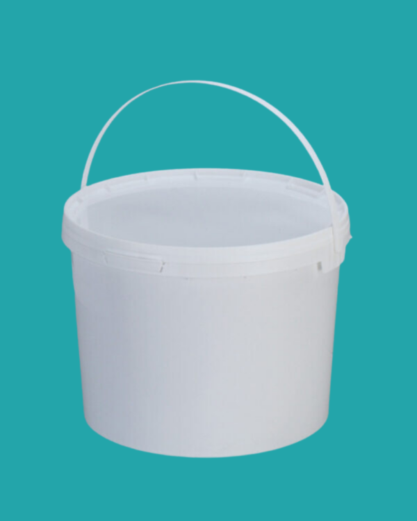 10L White Light Round Bucket with Tamper Evident Lid & Handle