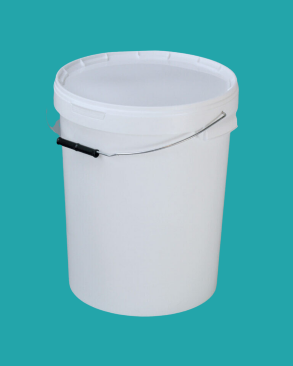 25L White Round Bucket with Tamper Evident Lid & Metal Handle