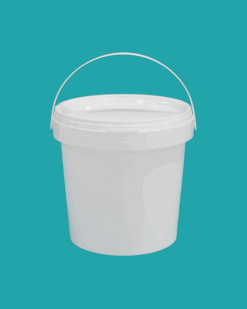 1L White Bucket with Tamper Evident Lid & Plastic Handle