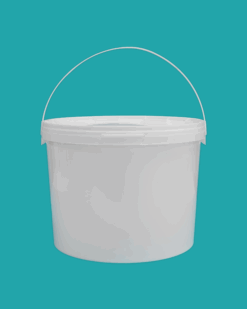10L White Light Round Bucket with Tamper Evident Lid & Handle